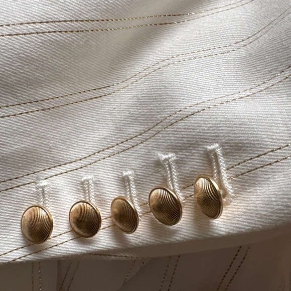 Elie Tahari Winter White Cropped Blazer-Gold Button/Metallic Thread-NWT - Picture 5 of 8